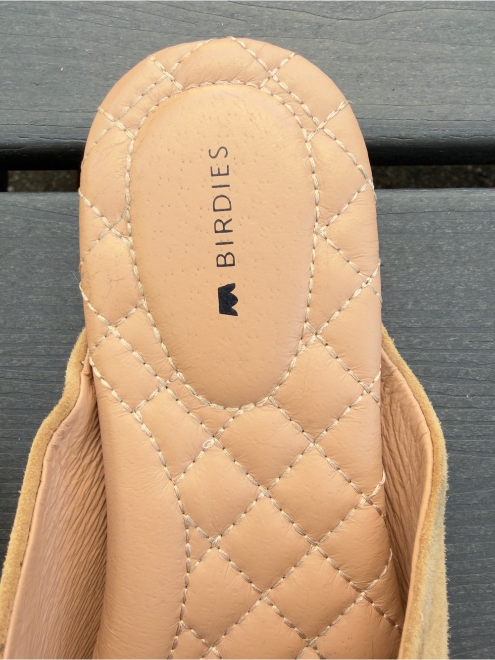 Birdies The Swan Golden Oak Suede Pointed Toe Mule Flats Size 7.5 Quilted Insole - Picture 6 of 16